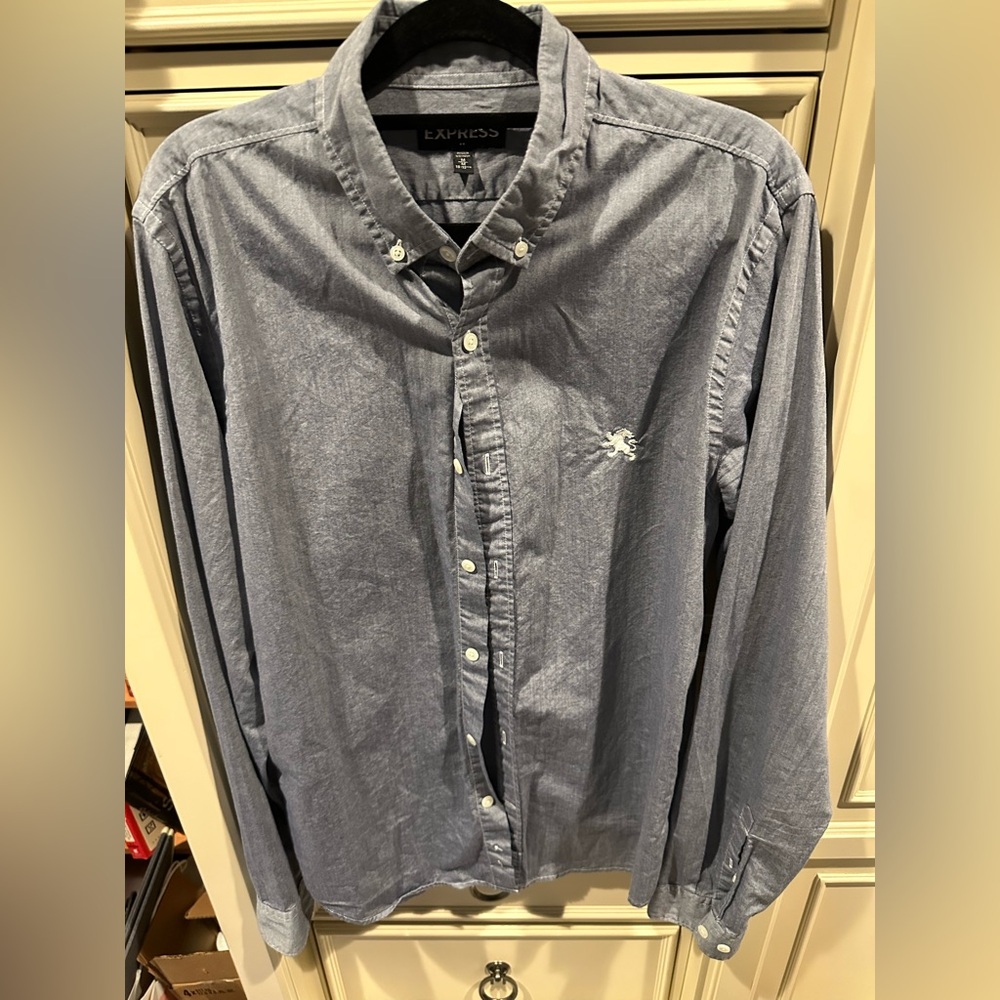 Express Men's Casual Gray Button-Down Shirt M